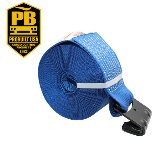 Winch Strap 4" Webbing with Flat Hook Cargo Tie-Down