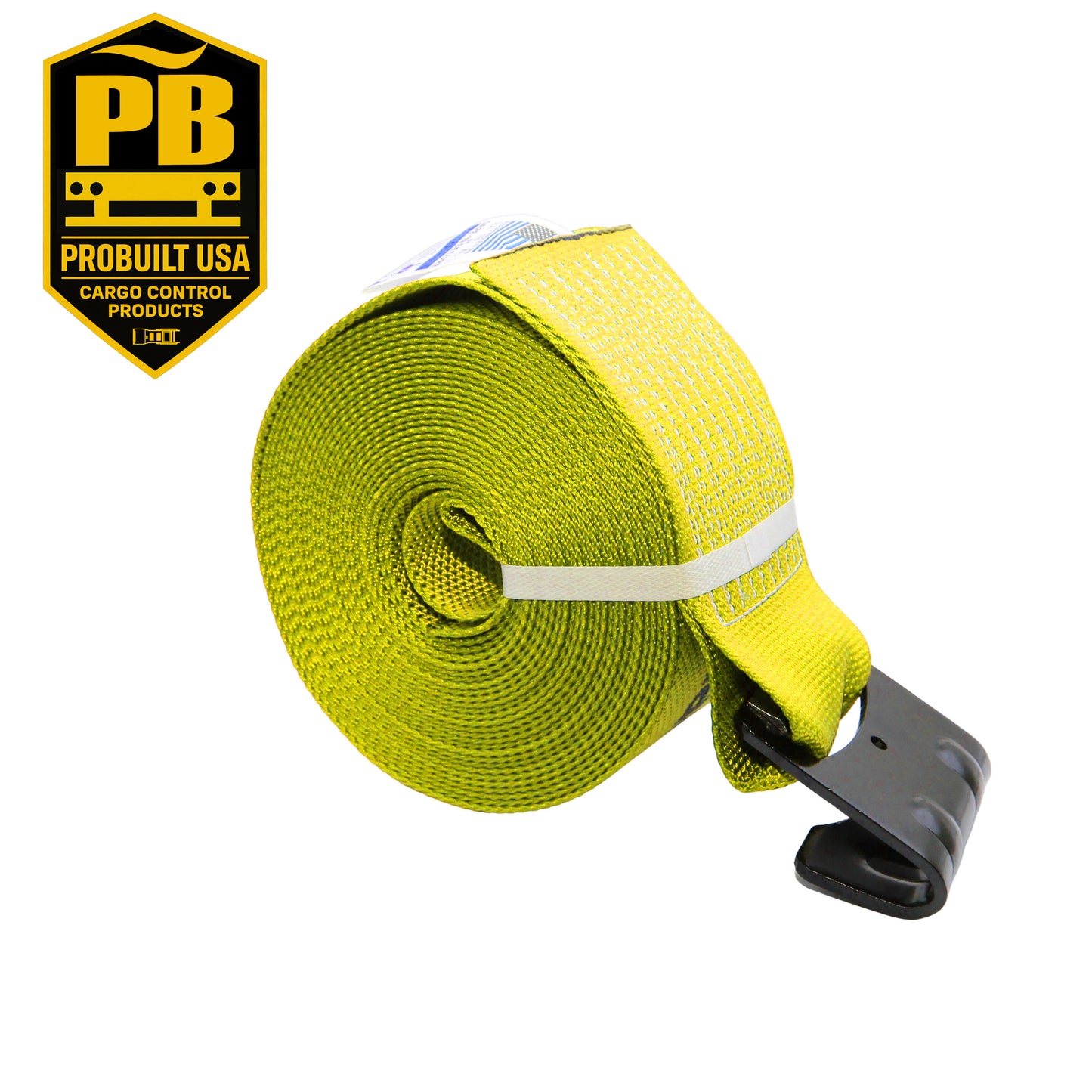 Winch Strap 4" Webbing with Flat Hook Cargo Tie-Down