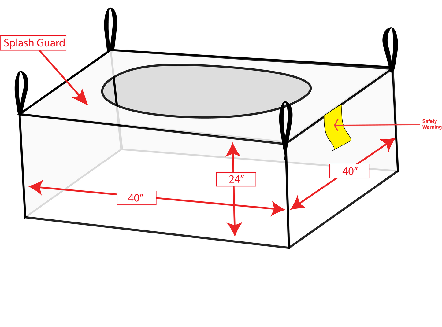 Concrete-Washout 40x40x24  Open/Flat 3000 LB Uncoated